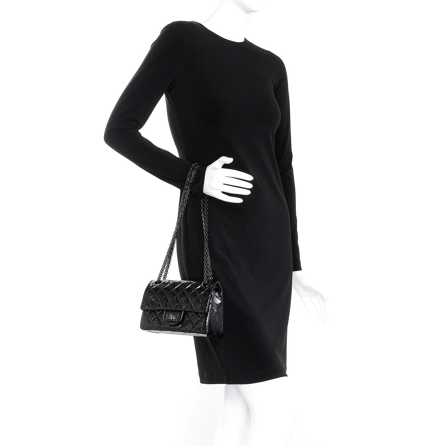 Chanel Shiny Aged Calfskin Quilted 2.55 Reissue 224 Flap So Black 3 of 9