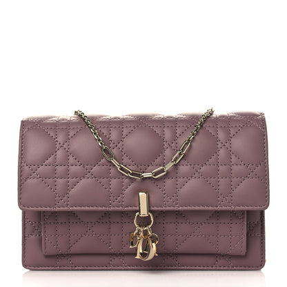 Christian Dior Lambskin Cannage Lady Dior Chain Pouch Purple 1 of 9