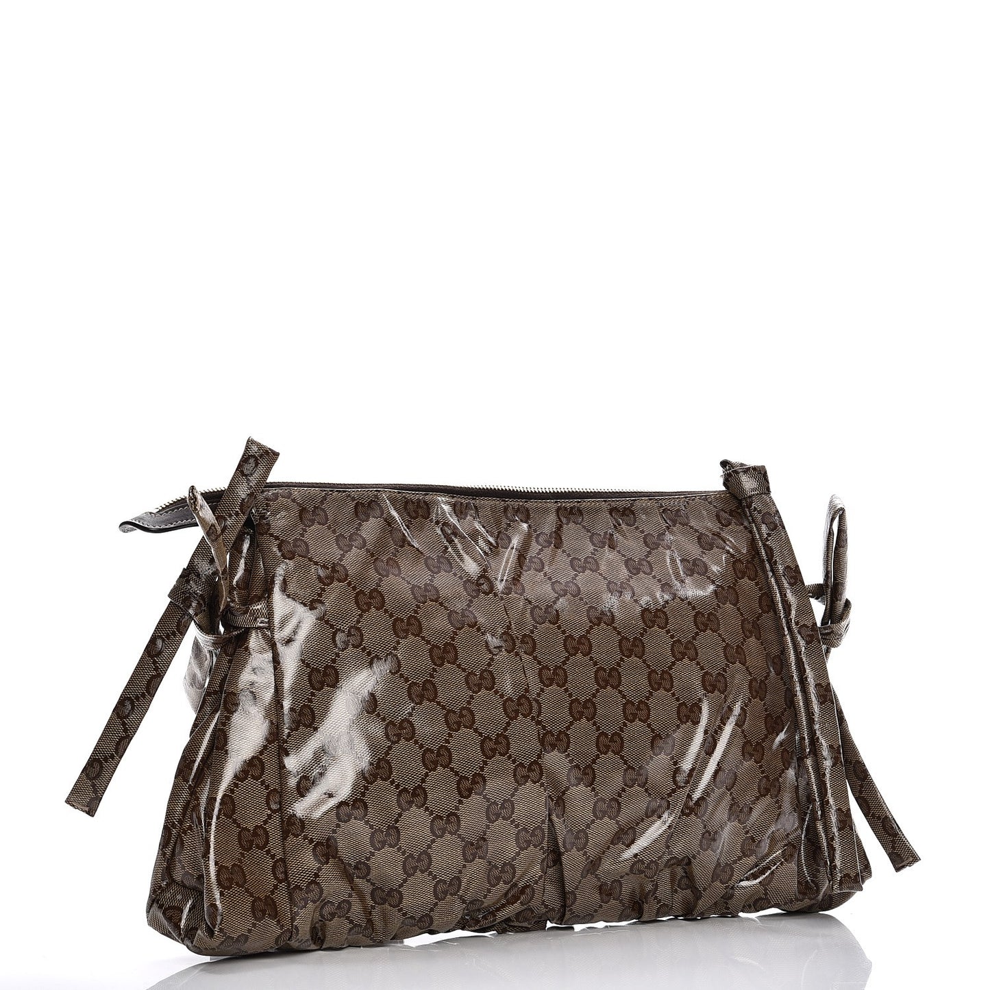 Crystal Monogram Large Hysteria Clutch Brown