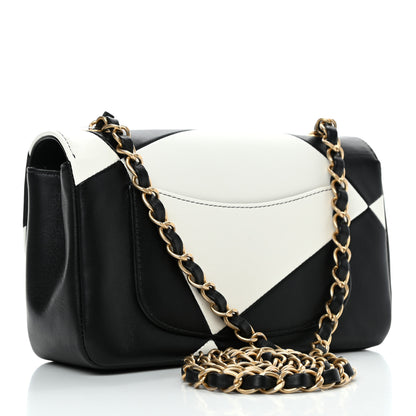 Chanel Lambskin Geometric Patchwork Mini Flap Black White 2 of 4