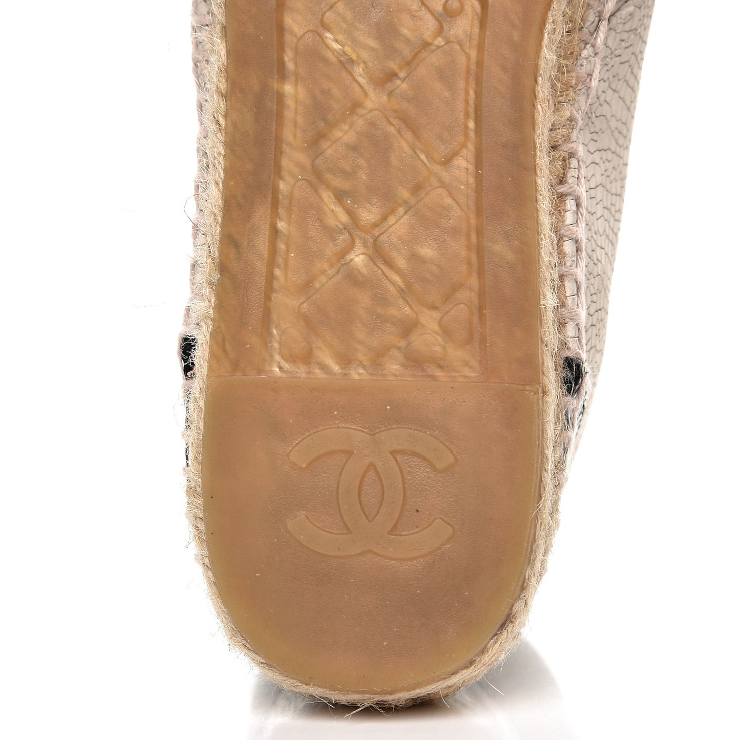Crackled Calfskin High Top Espadrilles 40 Light Beige Black