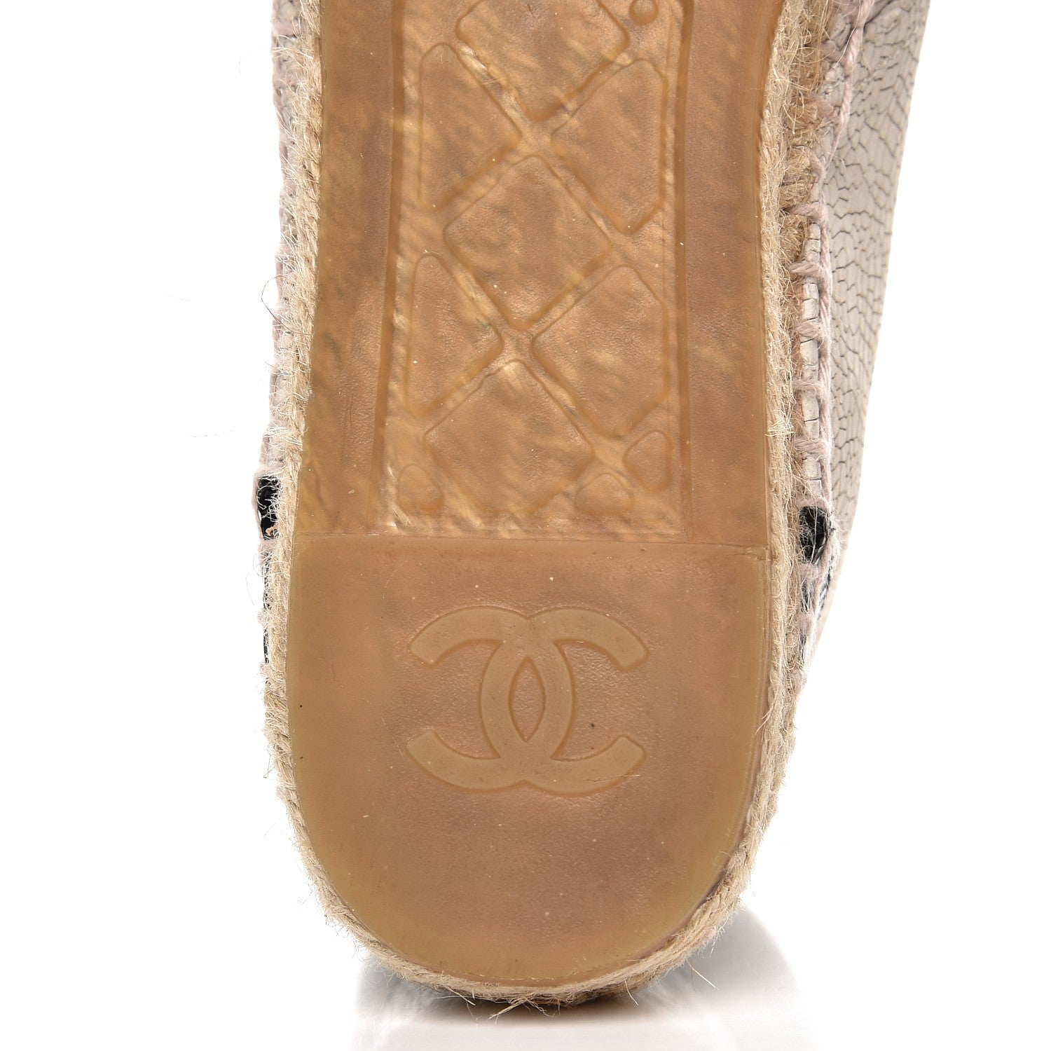 Chanel Crackled Calfskin High Top Espadrilles 40 Light Beige Black 9 of 12
