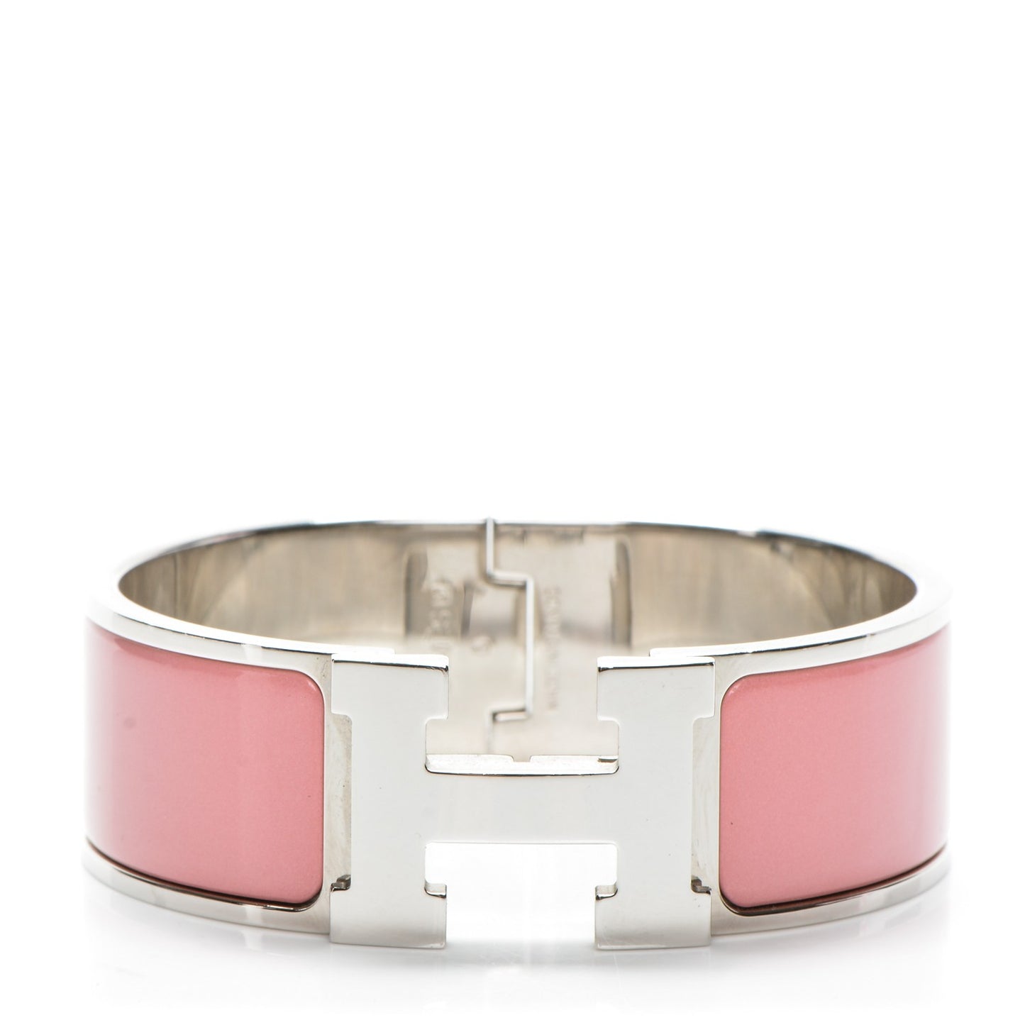Enamel Wide Clic Clac H Bracelet PM Vieux Rose White