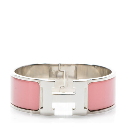 Hermes Enamel Wide Clic Clac H Bracelet PM Vieux Rose White 1 of 4