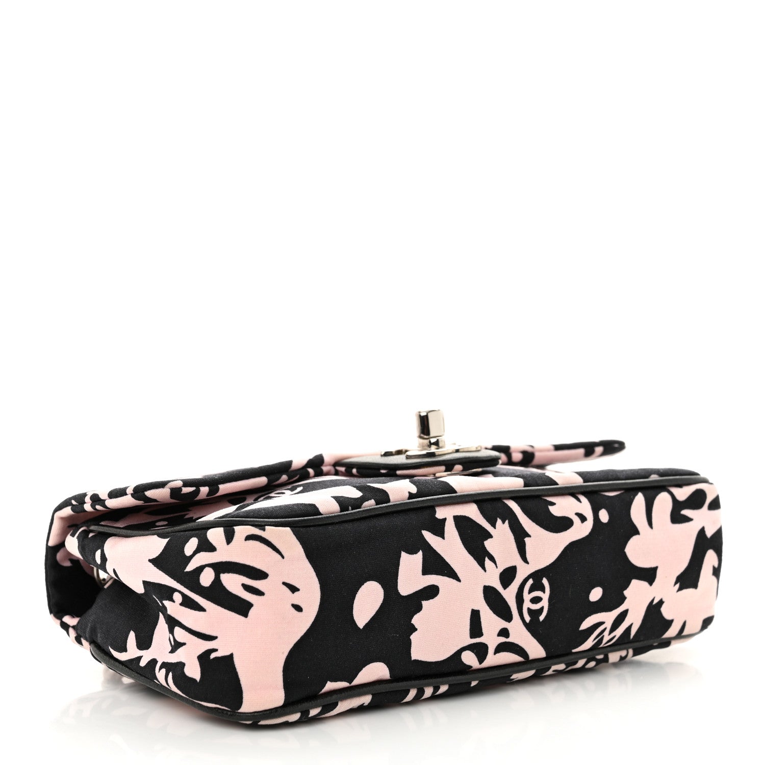 Chanel Printed Fabric Mini Rectangular Flap Black Pink 4 of 10