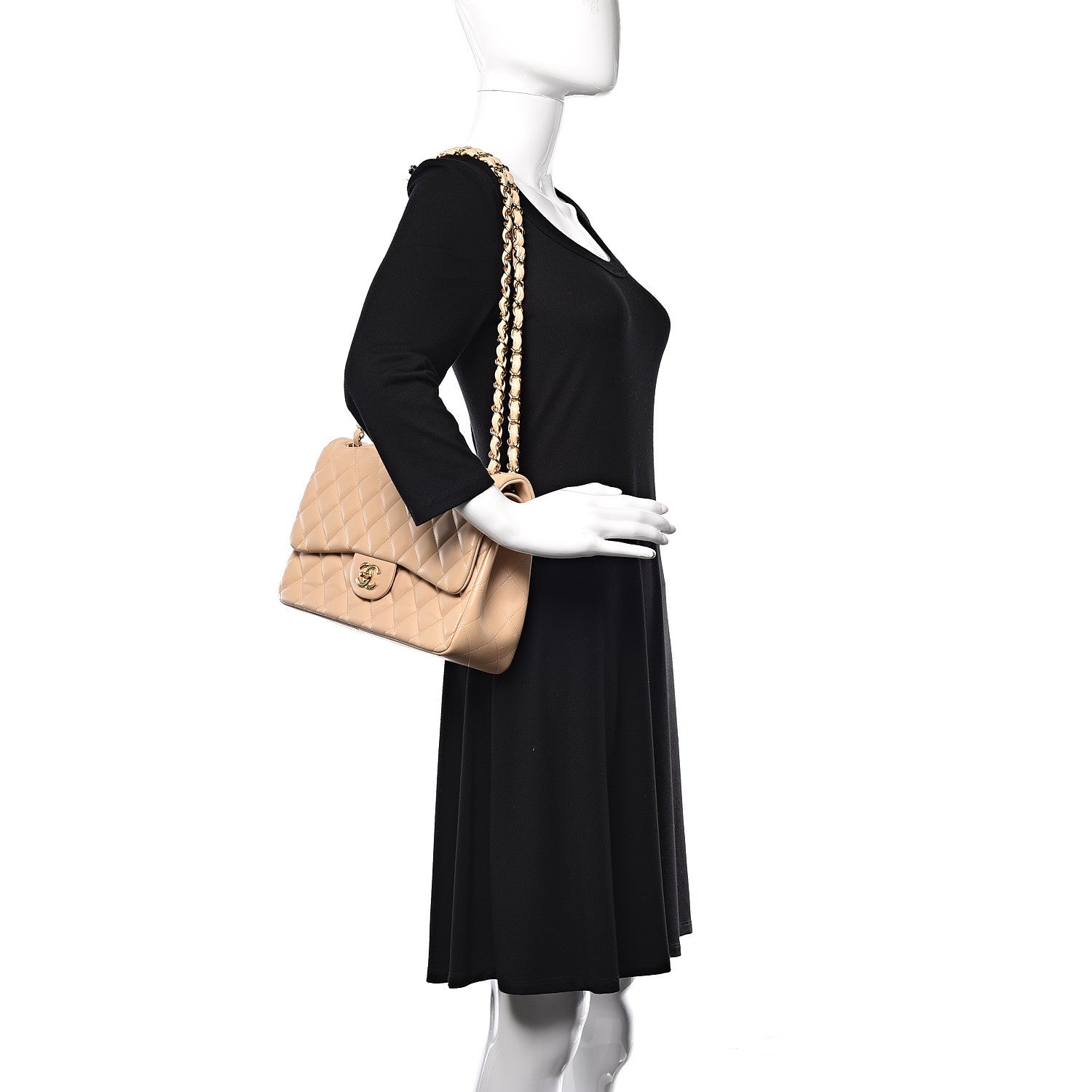 Chanel Lambskin Quilted Jumbo Double Flap Beige Clair 2 of 15