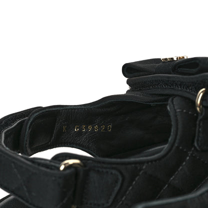 Chanel Grosgrain Quilted Bow Dad Sandals 38.5 Black 8 of 9