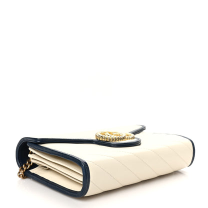 Gucci Vintage Effect Calfskin Matelasse Diagonal Torchon GG Marmont Chain Wallet Mystic White Blue Agata 4 of 10