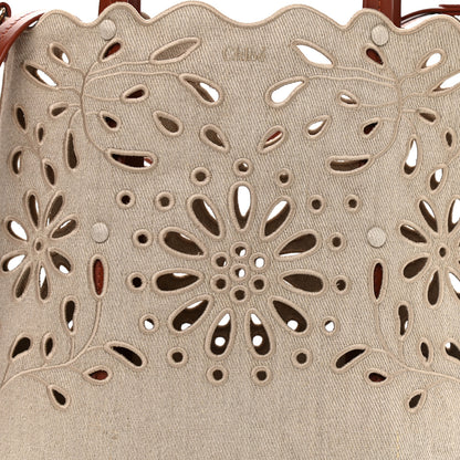 Chloe Linen Calfskin Small Kamilla North-South Tote Beige 8 of 10