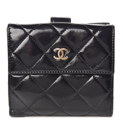 Chanel Patent Quilted Compact French Flap Wallet Black 1 of 16