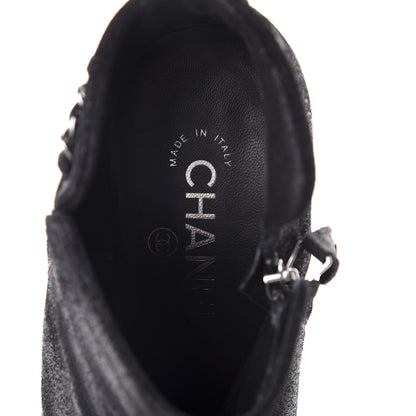 Chanel Suede CC Chain Ankle Boots 38.5 Black 5 of 7
