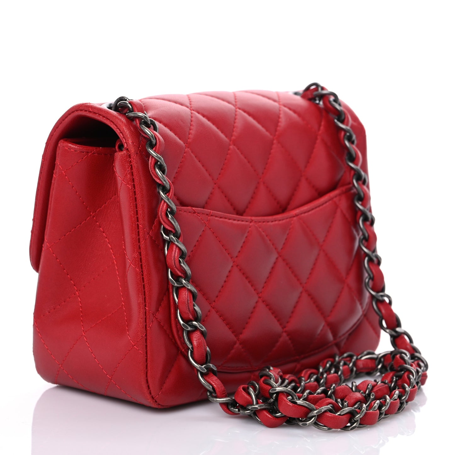Lambskin Quilted Mini Square Flap Red