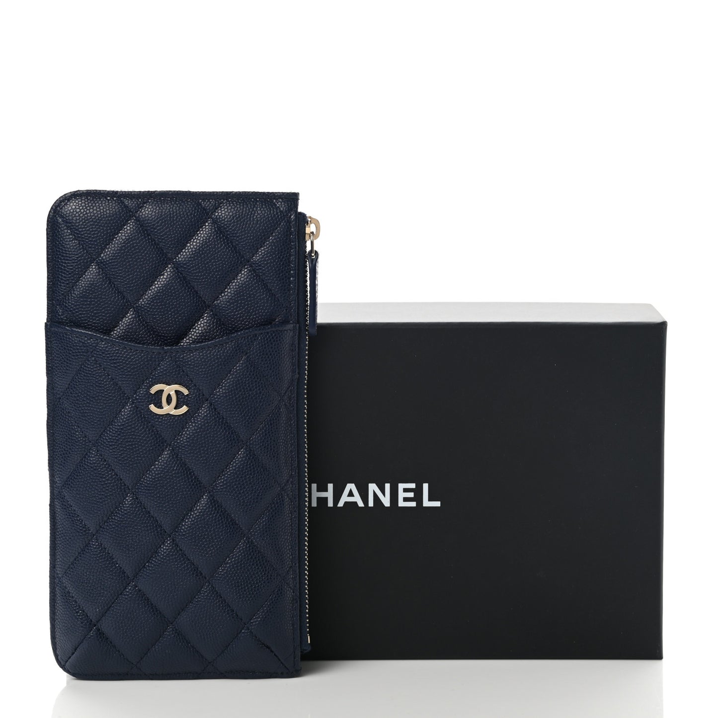 Caviar Quilted Classic iPhone Pouch Navy