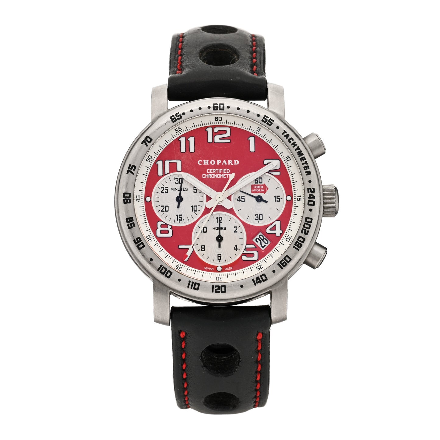 Titanium Calfskin 39mm Mille Miglia Rosso Corsa Chronograph Automatic Watch Red