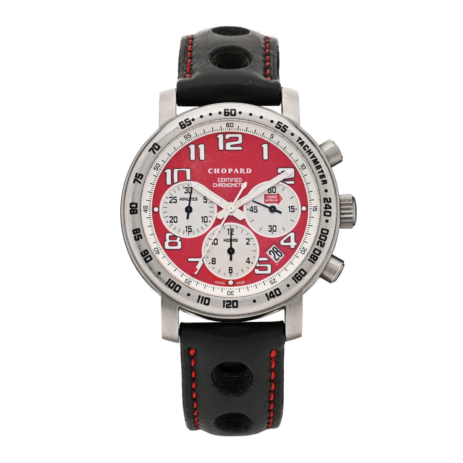 Chopard Titanium Calfskin 39mm Mille Miglia Rosso Corsa Chronograph Automatic Watch Red 1 of 5