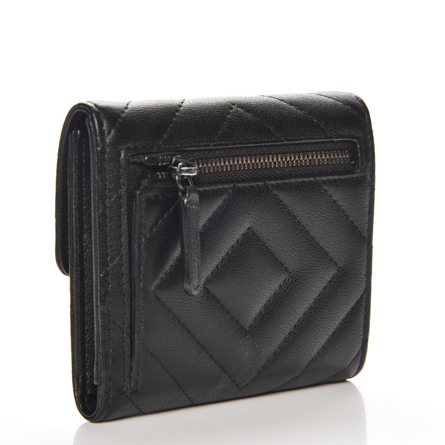 Chanel Sheepskin Chevron Quilted Reissue Compact Wallet So Black 3 of 10