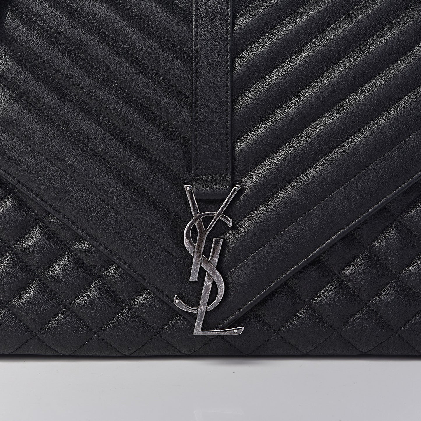 Calfskin Mixed Matelasse Triquilt Large Monogram Satchel Black