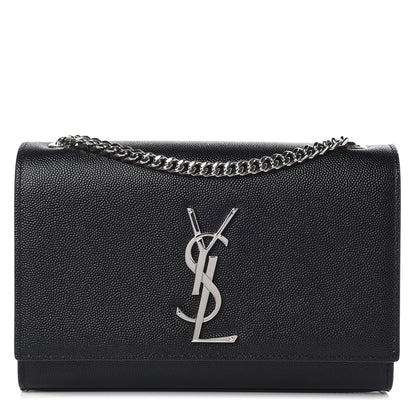 Saint Laurent Grain De Poudre Small Monogram Kate Satchel Black 1 of 9