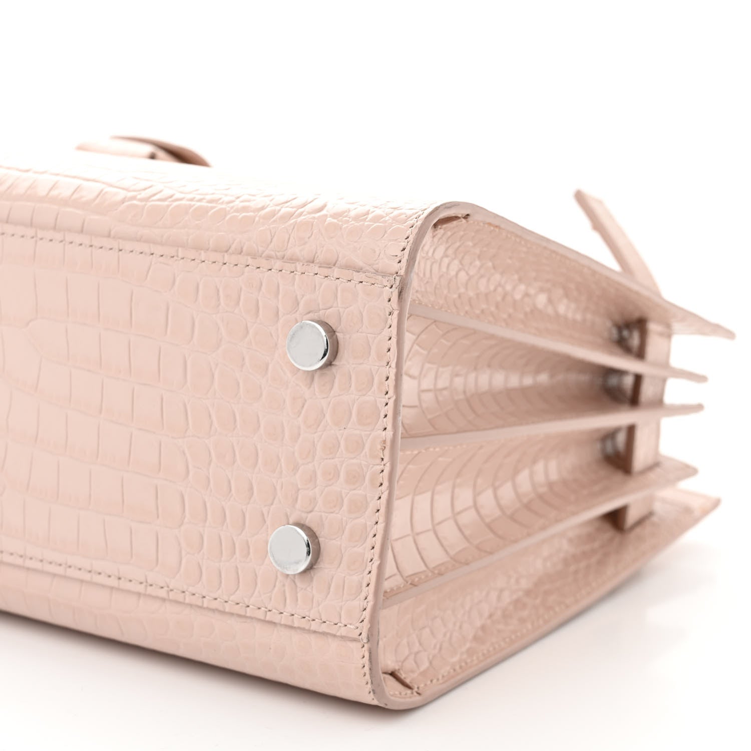 Saint Laurent Calfskin Crocodile Embossed Baby Sac De Jour Rose Antic 10 of 14