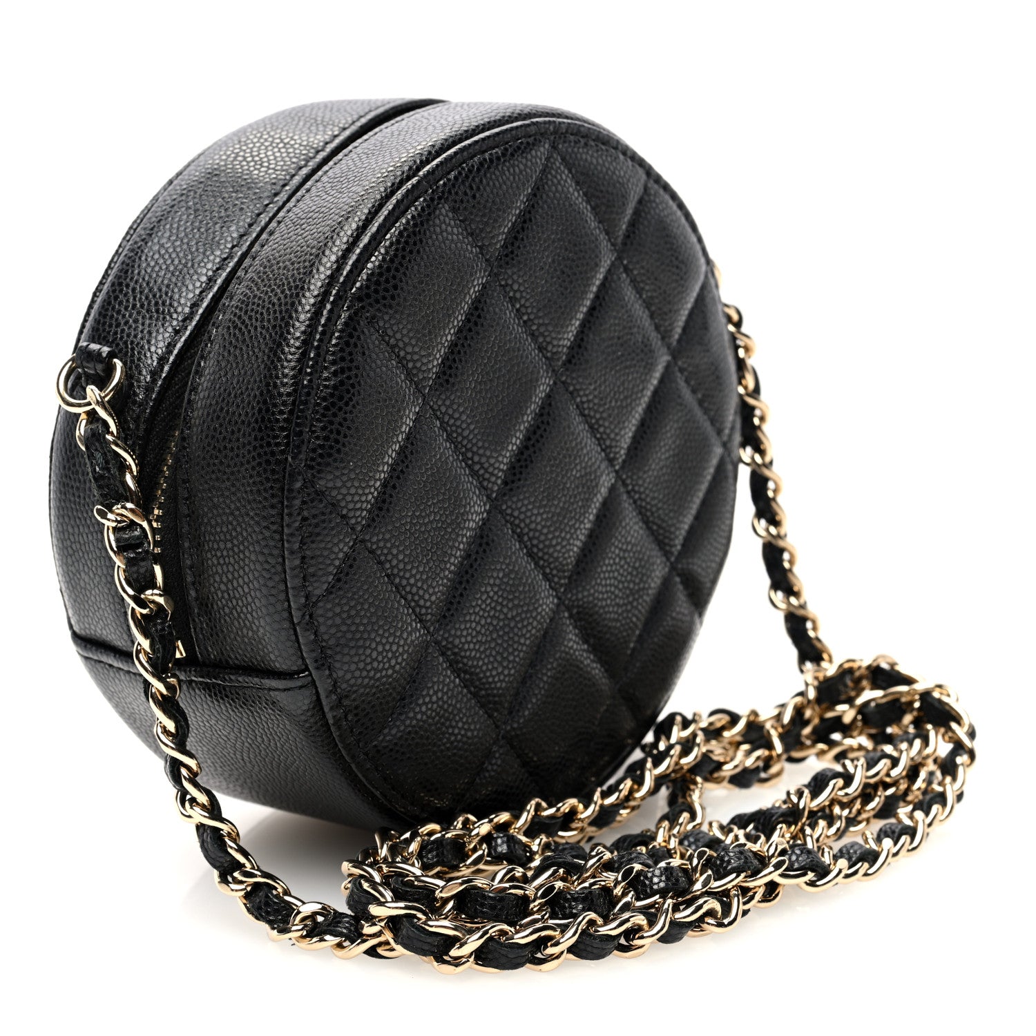 Chanel Caviar Quilted Round Clutch With Chain Black 3 of 10