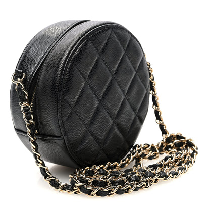 Chanel Caviar Quilted Round Clutch With Chain Black 3 of 10