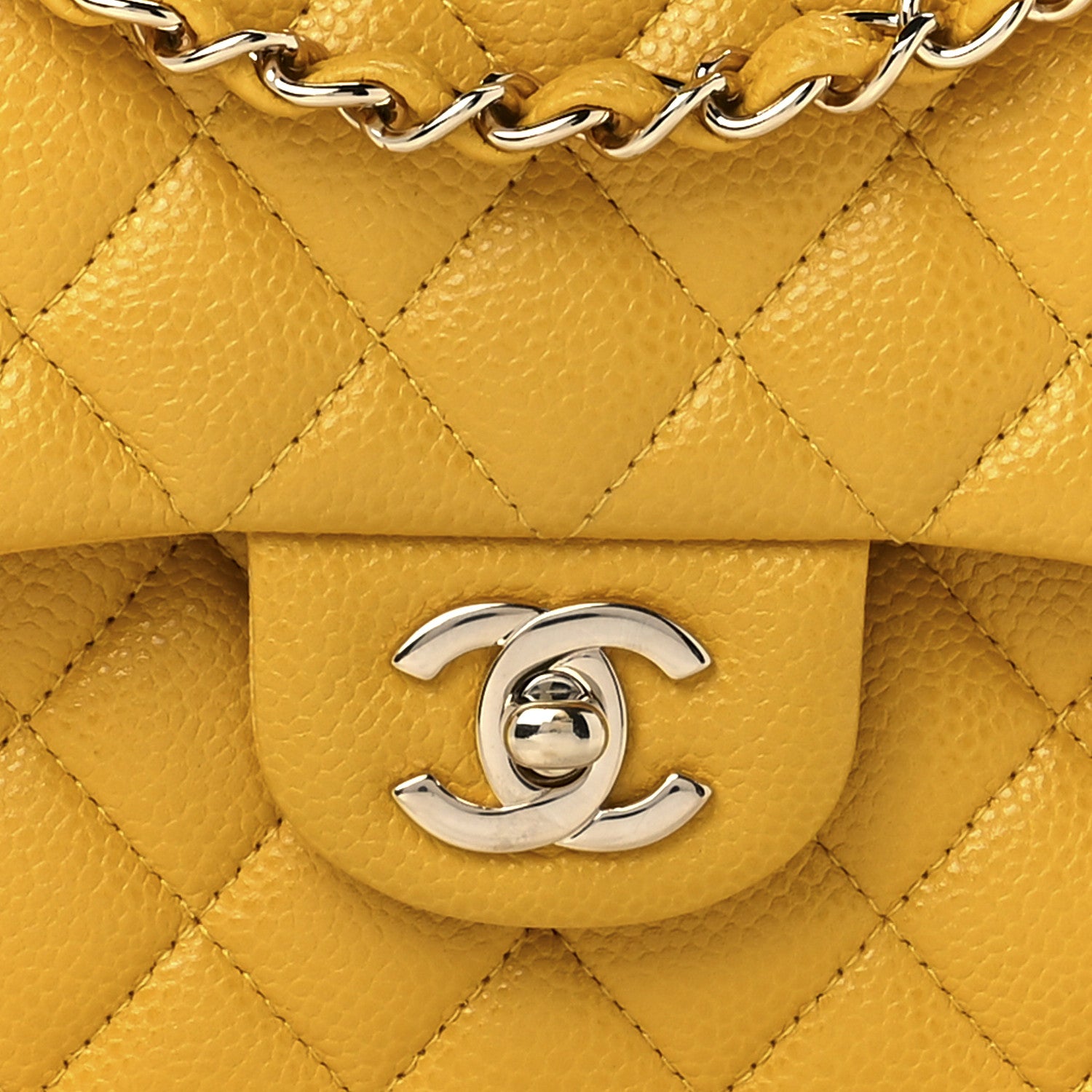 Chanel Caviar Quilted Medium Double Flap Yellow 7 of 12