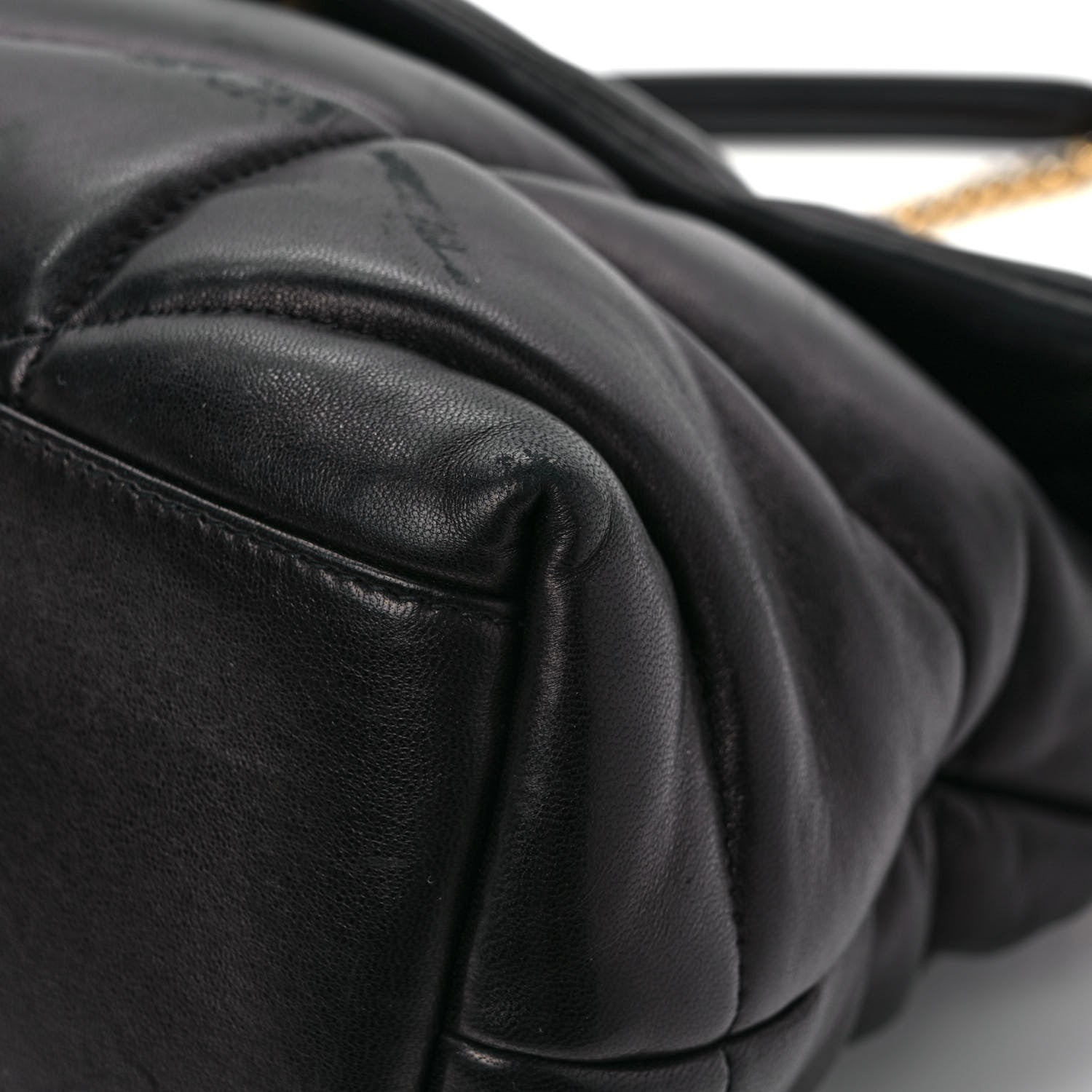 Saint Laurent Lambskin Quilted Medium Loulou Puffer Monogram Chain Satchel Black 10 of 12