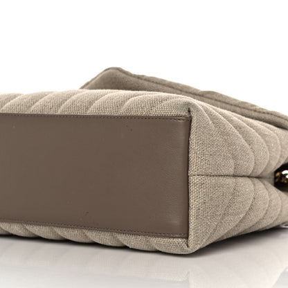 Saint Laurent Linen Y Quilted Monogram Small Loulou Chain Satchel Natural Taupe 8 of 8