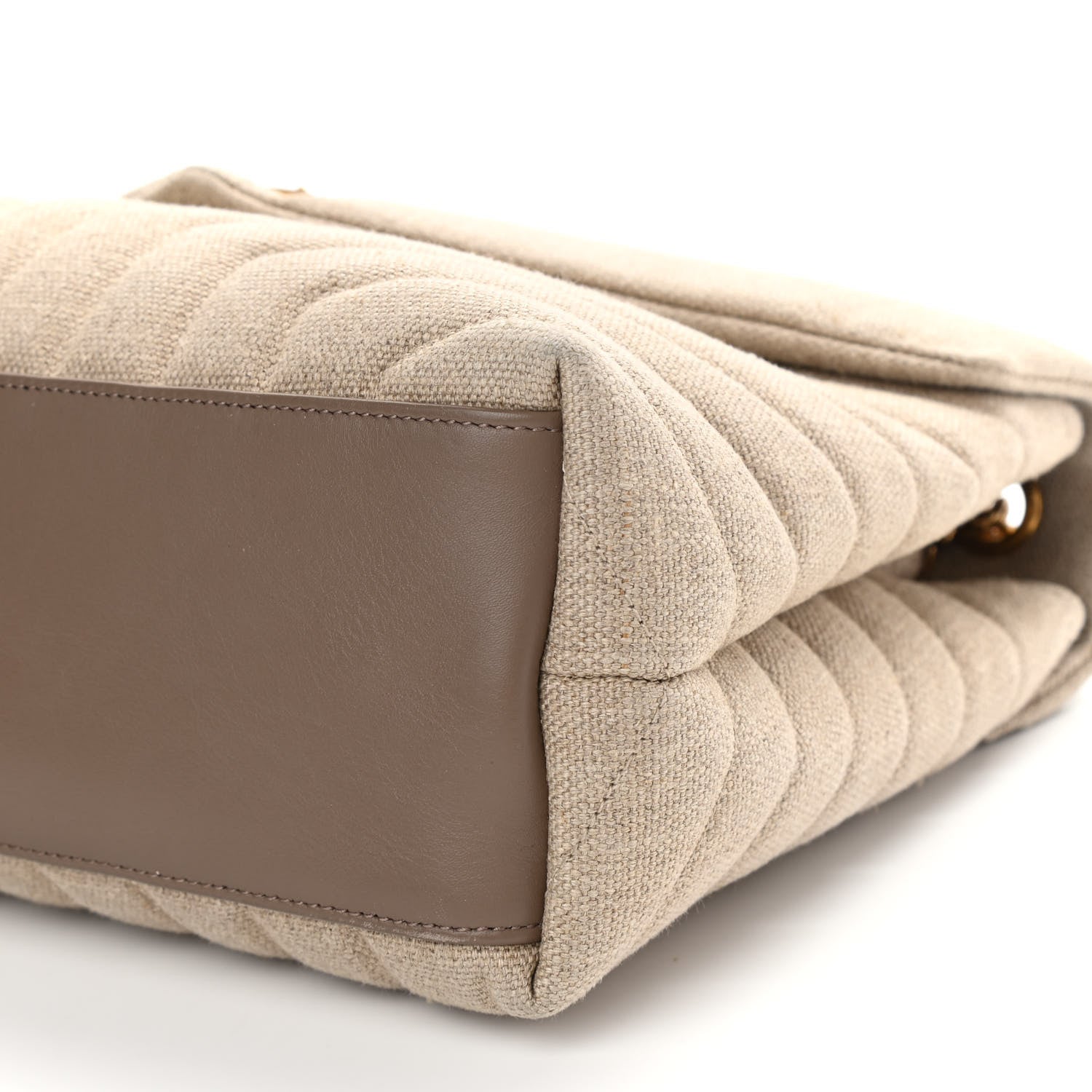Saint Laurent Linen Y Quilted Monogram Medium Loulou Chain Satchel Natural 9 of 10