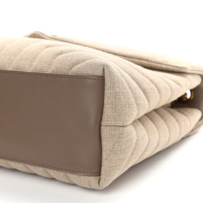 Saint Laurent Linen Y Quilted Monogram Medium Loulou Chain Satchel Natural 9 of 10