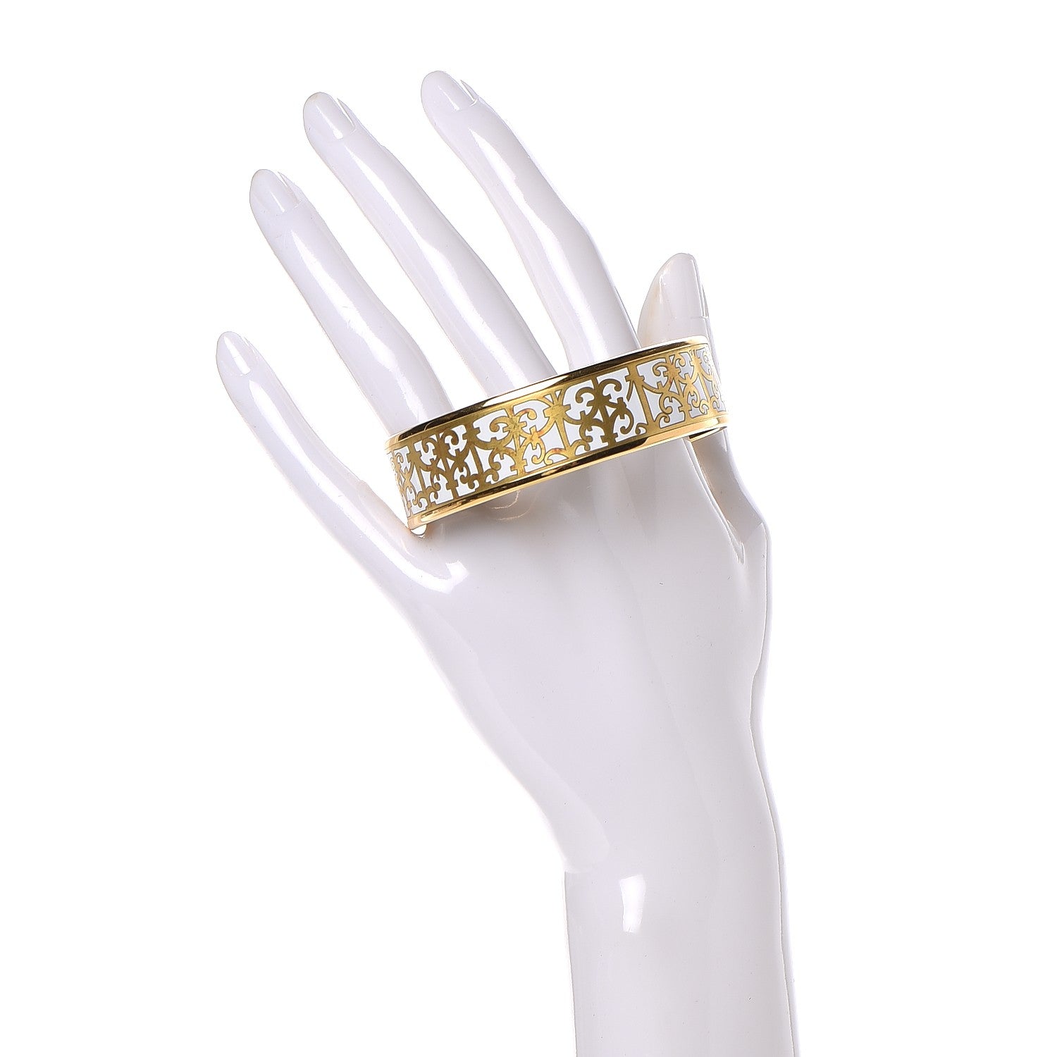 Hermes Enamel Printed Wide Balcons du Guadalquivir Bracelet 65 Gold 2 of 4