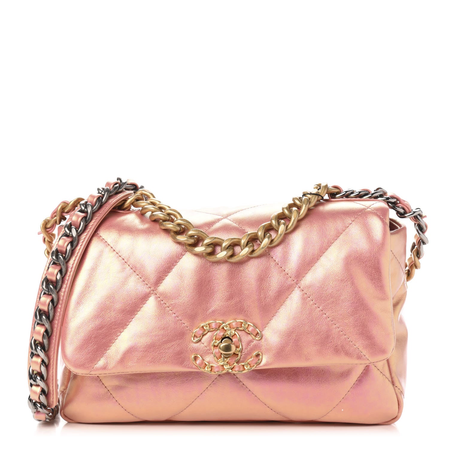Chanel Iridescent Calfskin Quilted Medium 19 Flap Pink 1 of 10