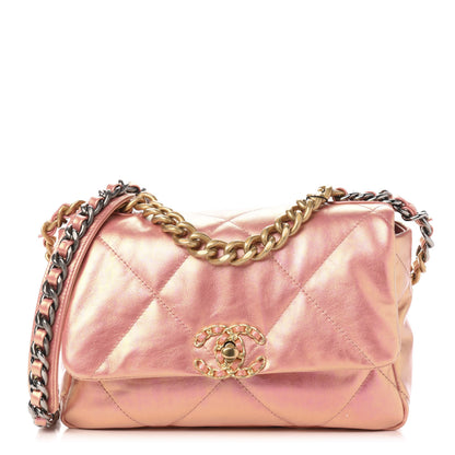 Chanel Iridescent Calfskin Quilted Medium 19 Flap Pink 1 of 10
