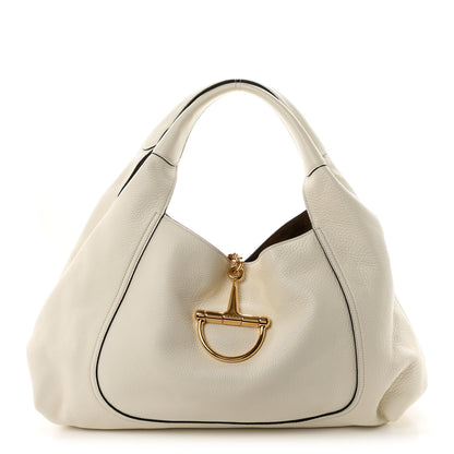 Gucci Grained Calfskin Softbit Maxi Shoulder Bag Dusty White 1 of 11