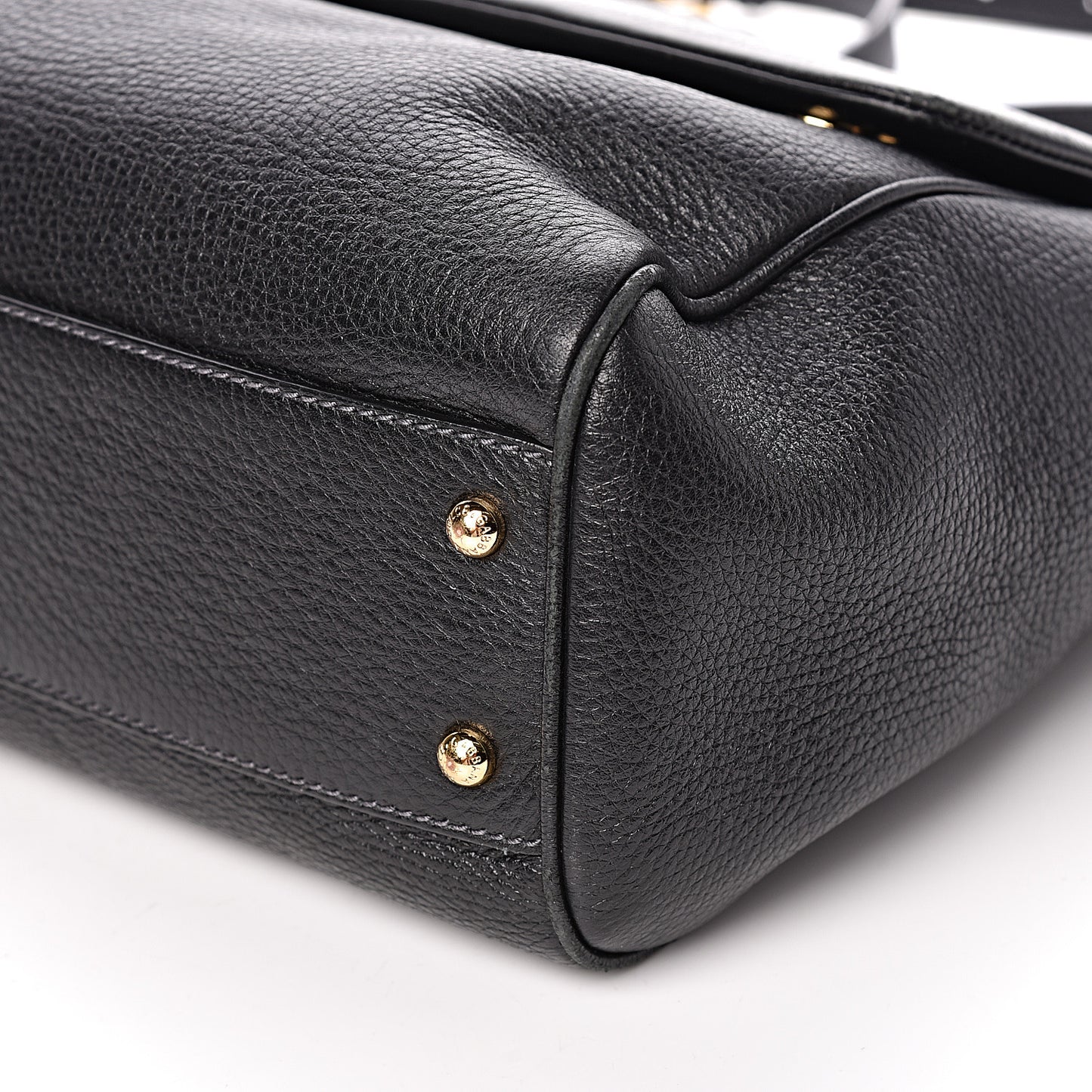 Grained Deerskin Medium Miss Sicily Satchel Black