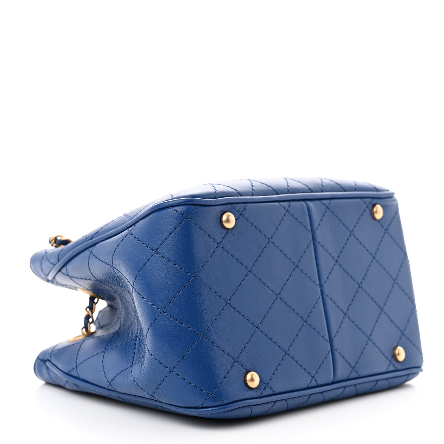 Chanel Calfskin Stitched Small Egyptian Amulet Drawstring Bag Blue 4 of 10