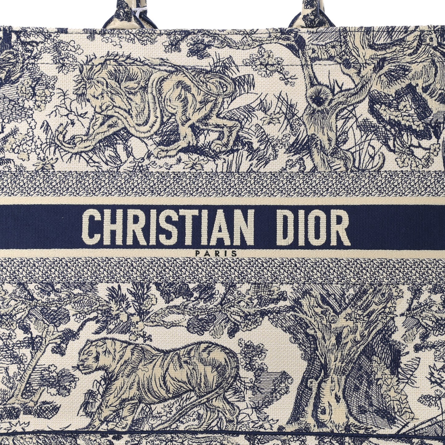 Canvas Embroidered Large Dioriviera Toile De Jouy Book Tote Blue
