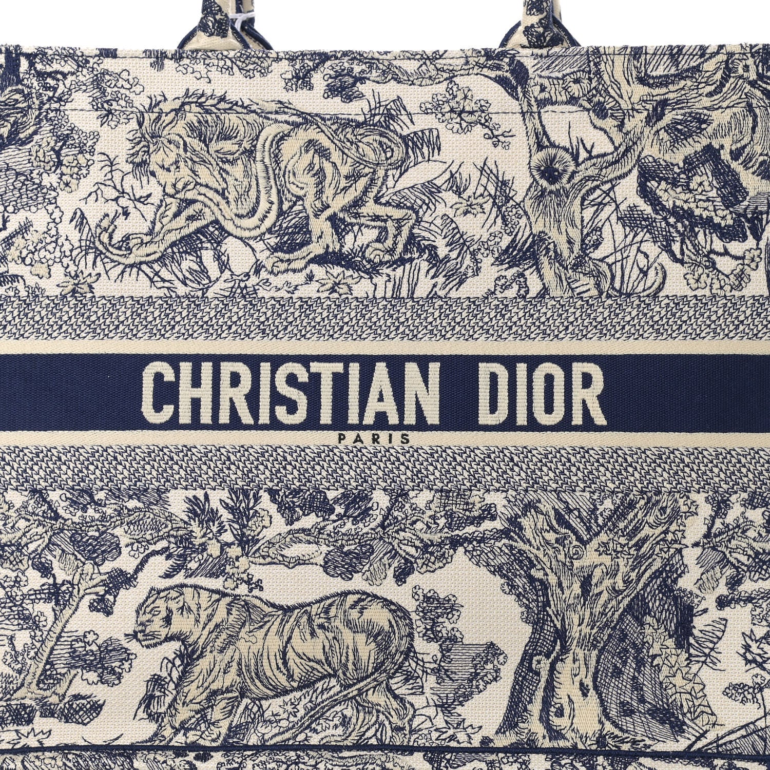 Christian Dior Canvas Embroidered Large Dioriviera Toile De Jouy Book Tote Blue 8 of 13