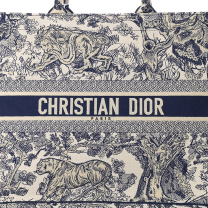 Christian Dior Canvas Embroidered Large Dioriviera Toile De Jouy Book Tote Blue 8 of 13
