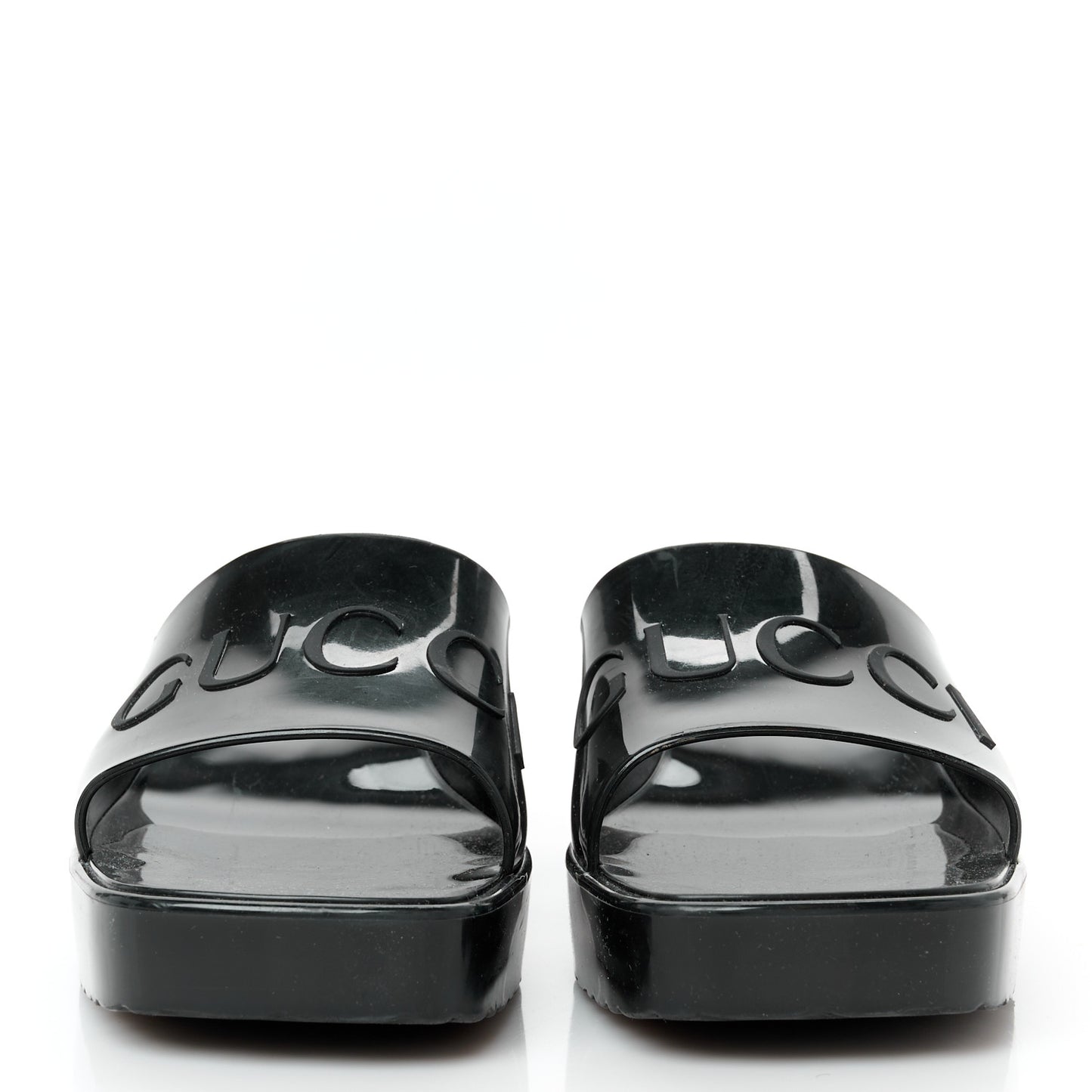 Rubber Gucci Logo Womens Platform 20/60mm Slide Sandals 39 Black