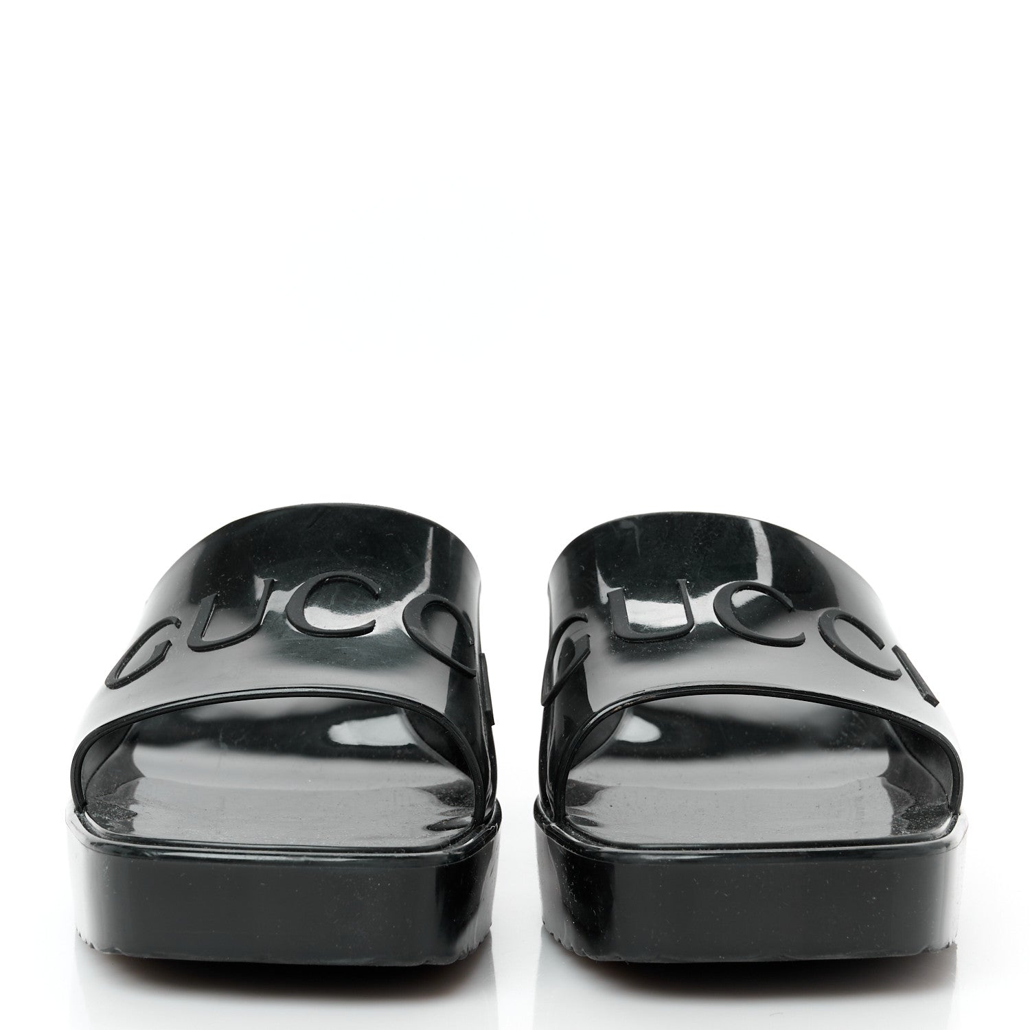 Gucci Rubber Gucci Logo Womens Platform 20/60mm Slide Sandals 39 Black 3 of 10