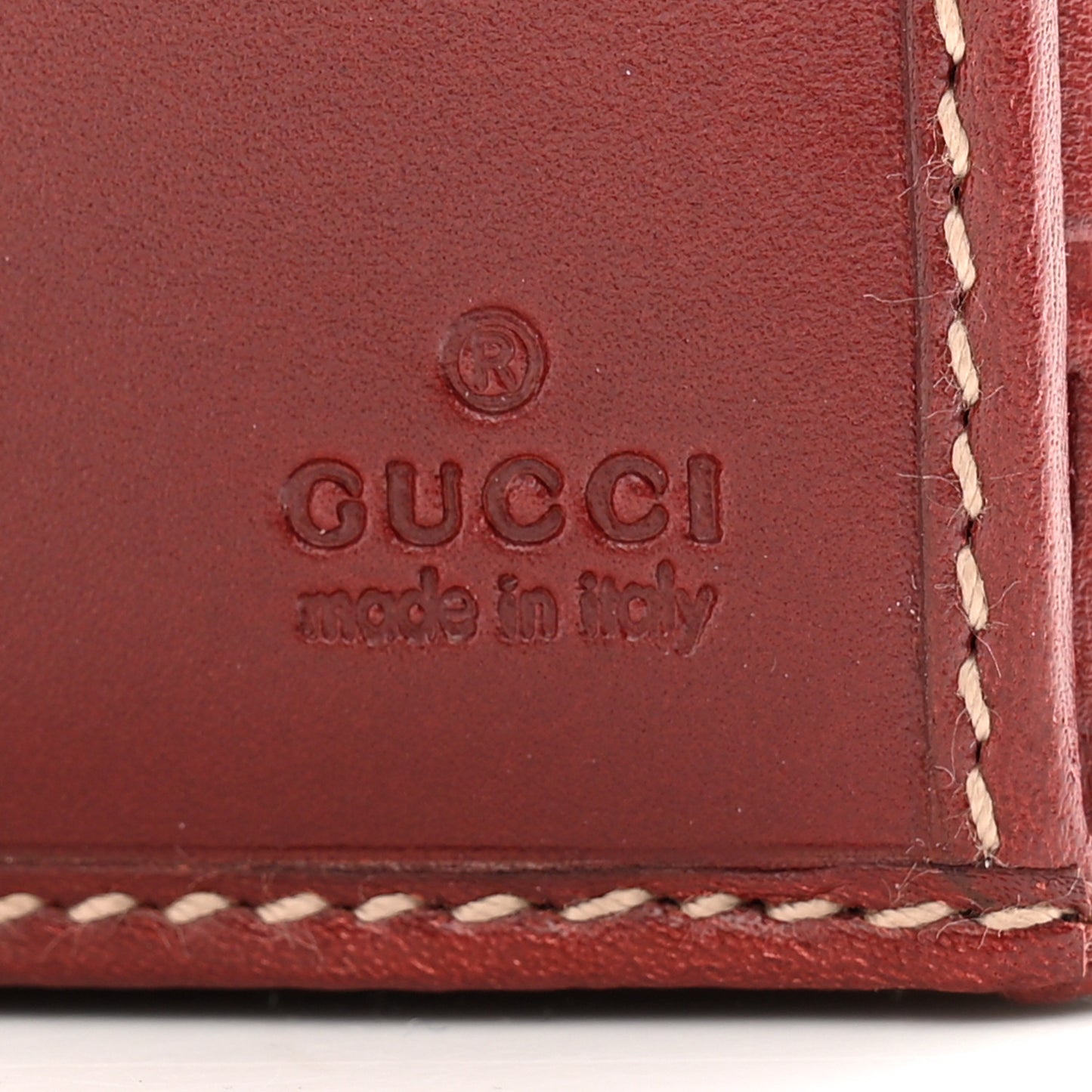 Guccissima Margaux Calfskin Metal Bar Continental Flap Wallet Dark Red