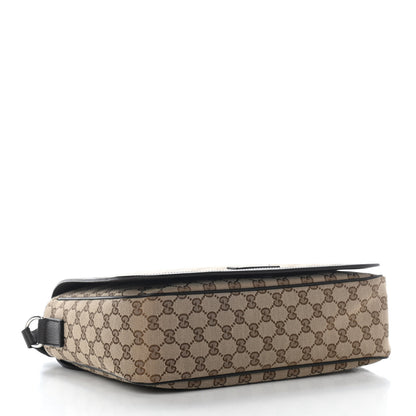 Gucci Monogram Large Flap Messenger Bag Beige Dark Brown 4 of 9