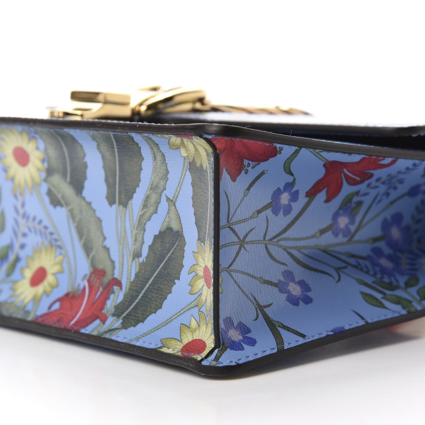 Shangai Calfskin Web New Flora Small Sylvie Shoulder Bag Azure
