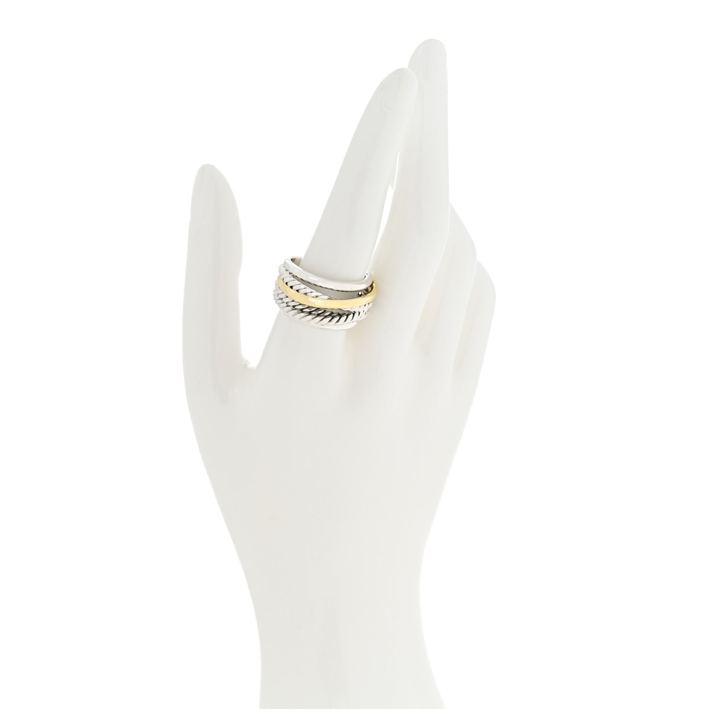 Sterling Silver 14K Yellow Gold Narrow Crossover Ring 61 9.5