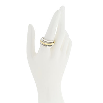 David Yurman Sterling Silver 14K Yellow Gold Narrow Crossover Ring 61 9.5 2 of 4
