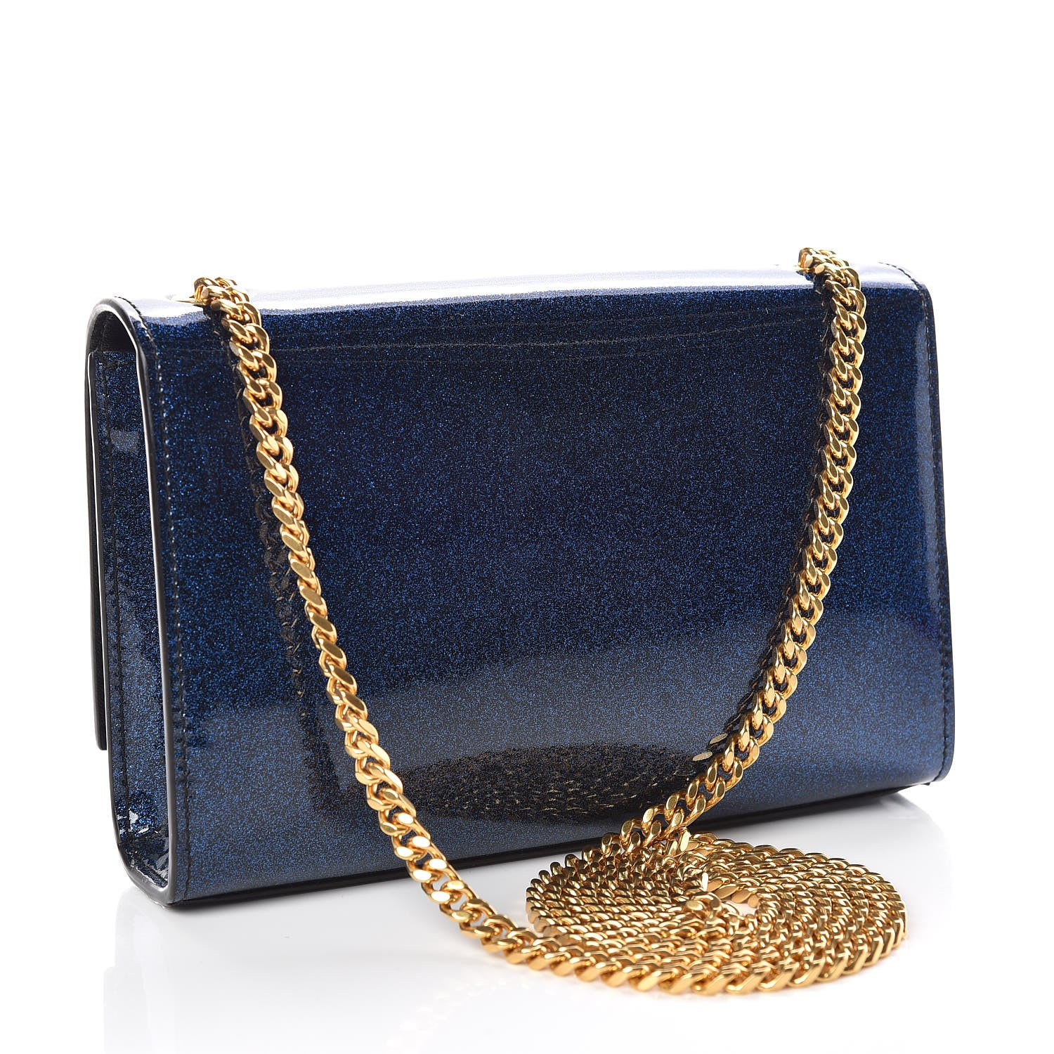 Saint Laurent Glitter Patent Small Monogram Kate Satchel Cobalt 3 of 11