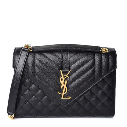 Saint Laurent Grain De Poudre Textured Mixed Matelasse Triquilt Medium Monogram Satchel Black 1 of 8