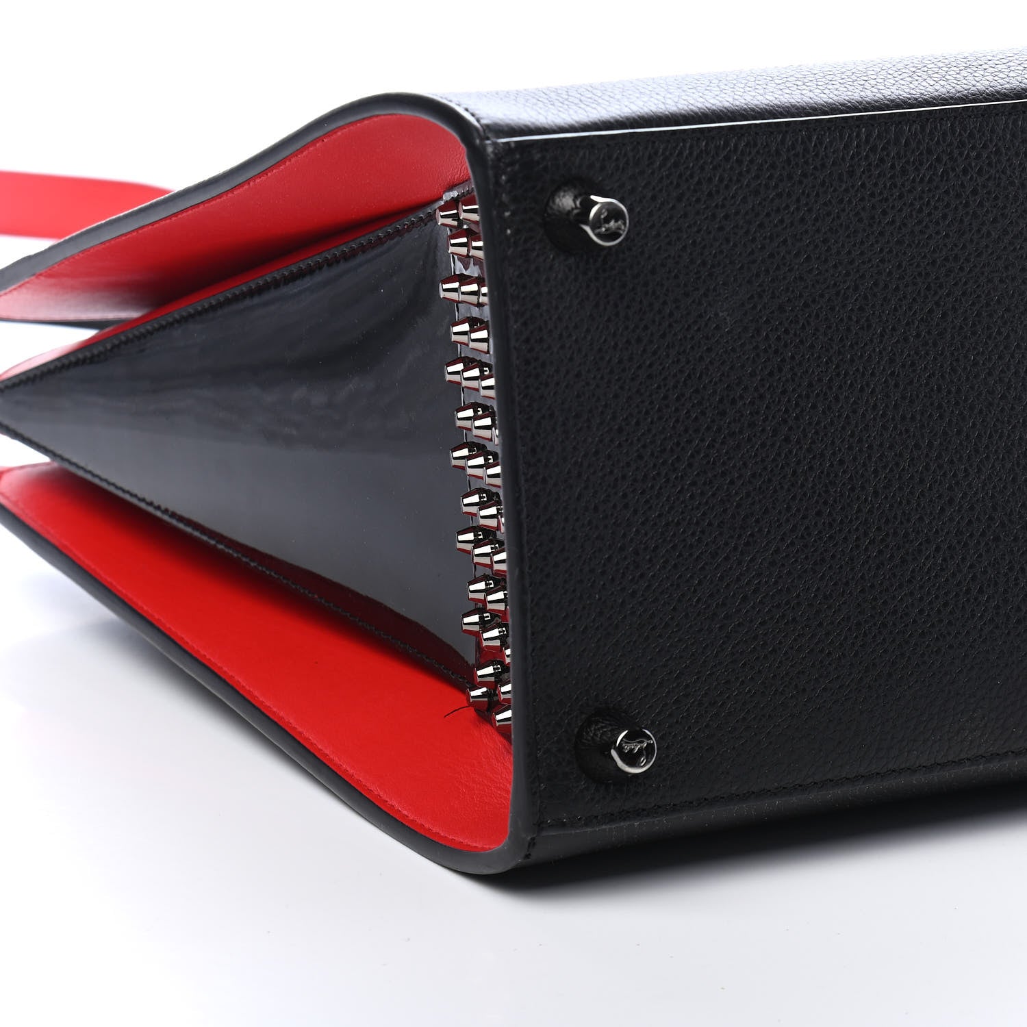 Christian Louboutin Calfskin Patent Studded Large Paloma Black 8 of 11