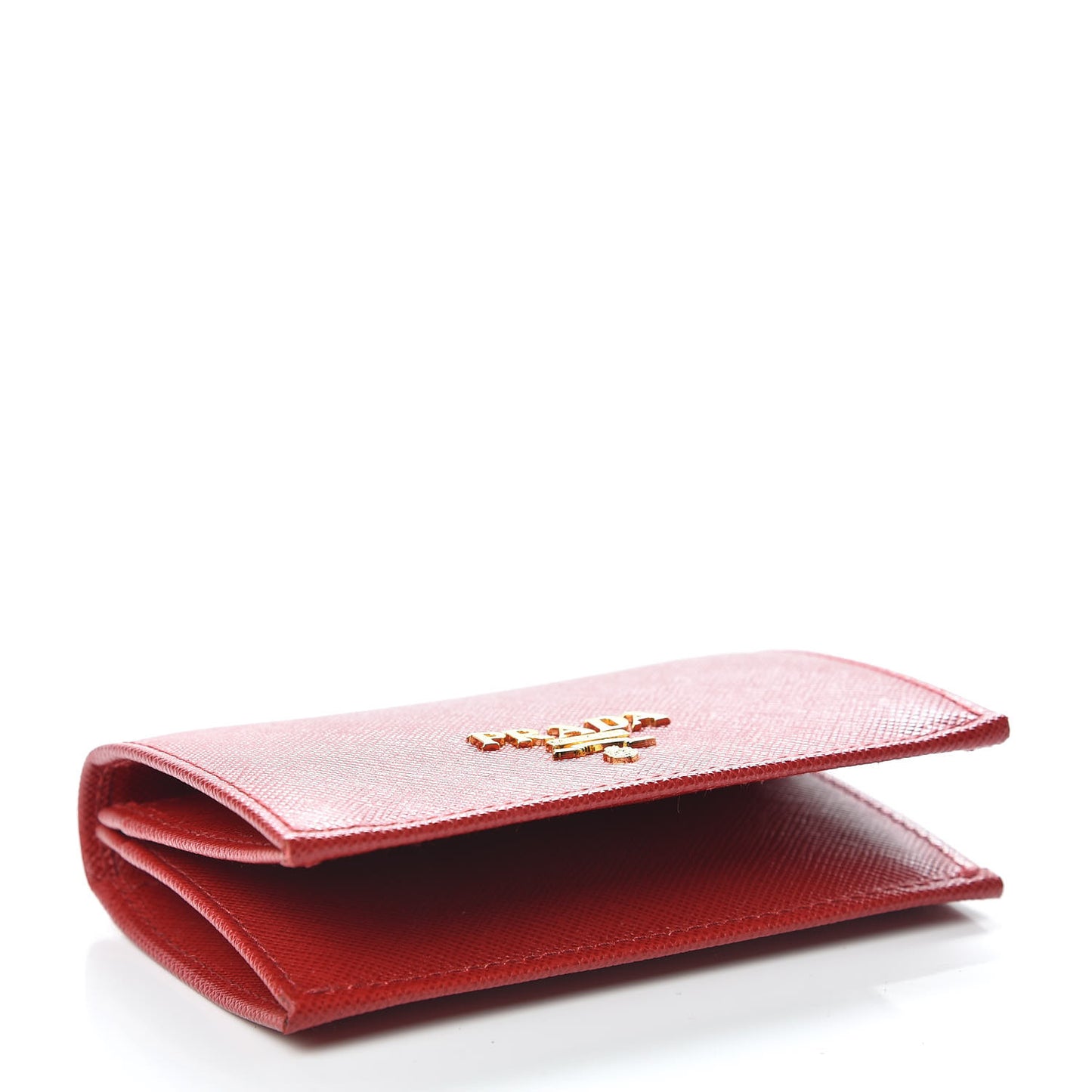 Saffiano Metal Bi-Fold Card Holder Wallet Fuoco
